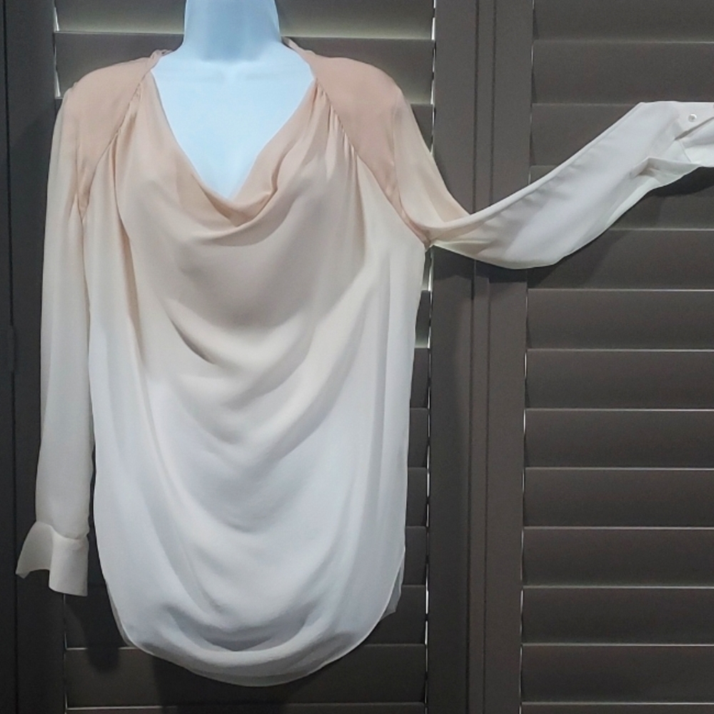 HAUTE HIPPIE OMBRE COWL-NECK SILK BLOUSE